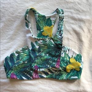 STONE FOX SWIM tropical white bikini top